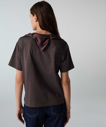Rhinestone T-Shirt with Detachable Scarf