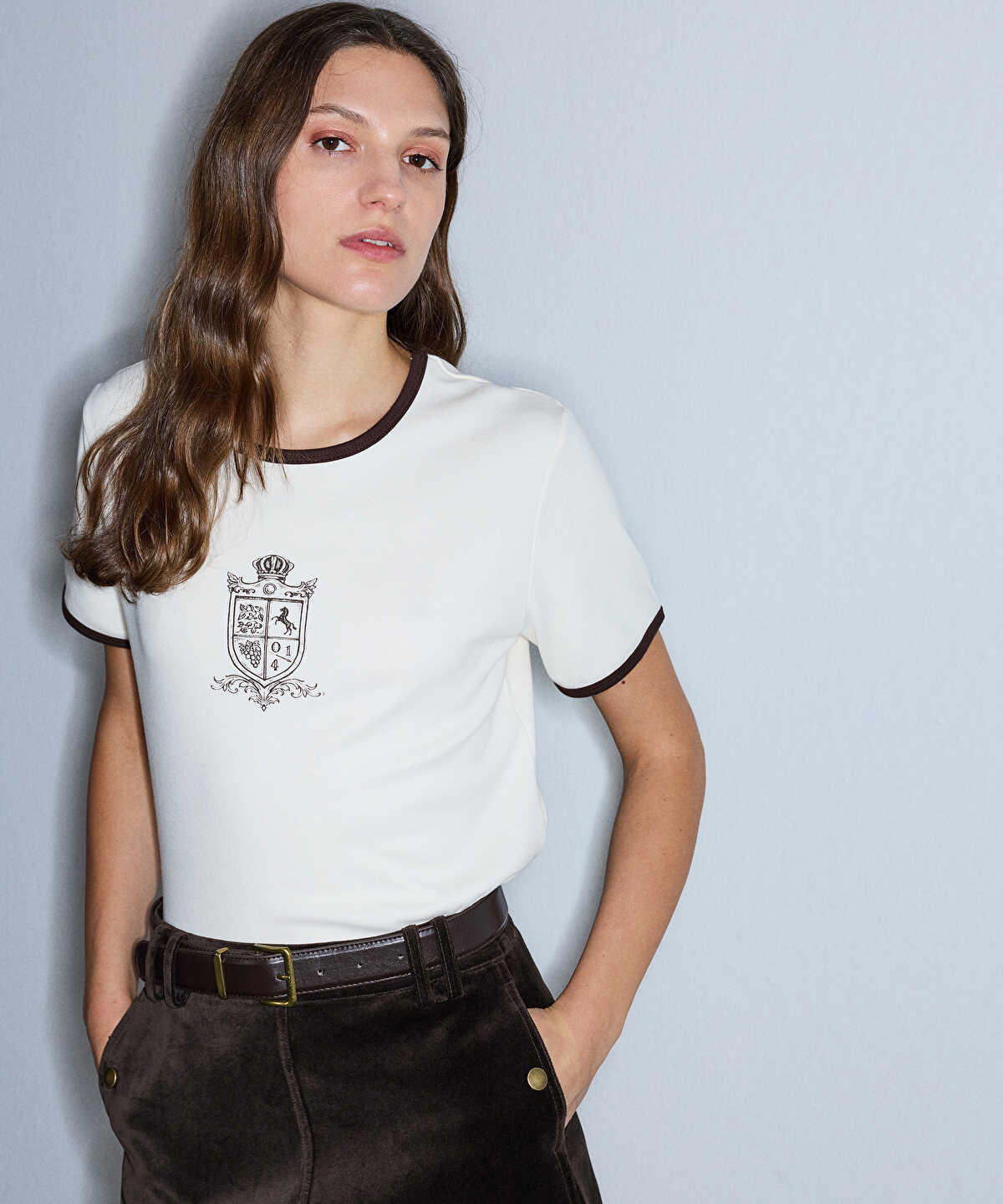 Printed T-Shirt with Contrast Piping