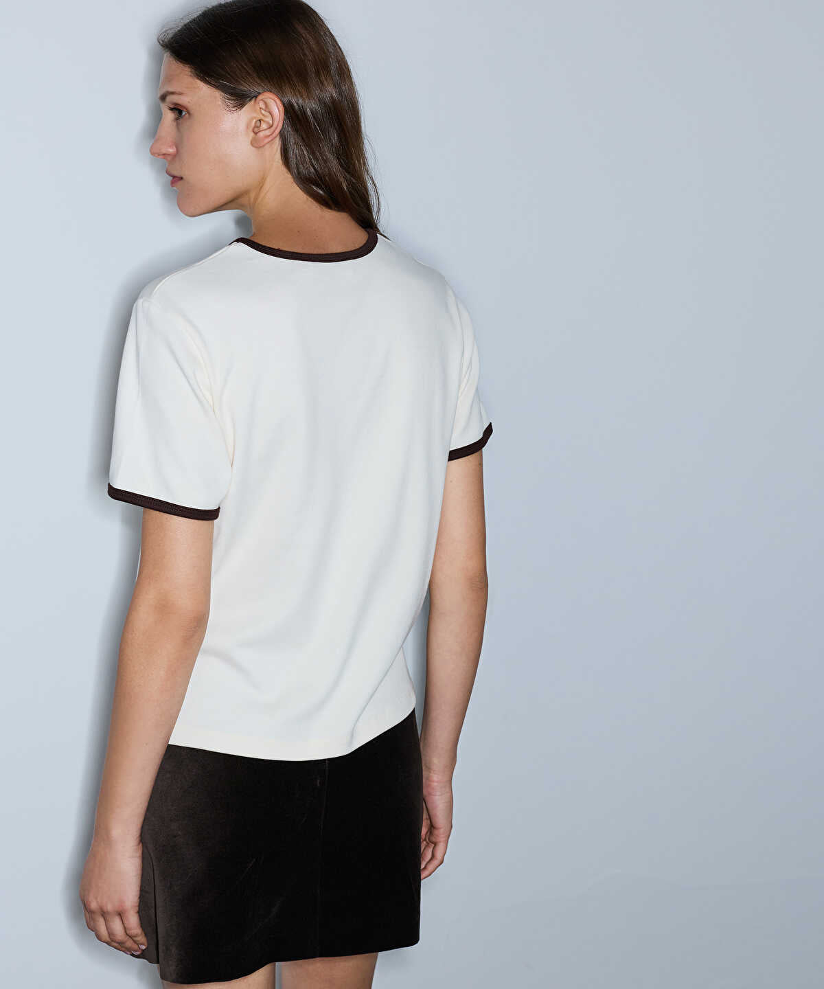 Zoomed Printed T-Shirt with Contrast Piping