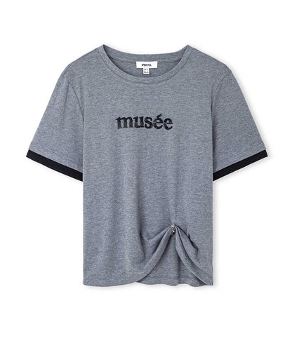 Embellished T-Shirt with Slogan Embroidery