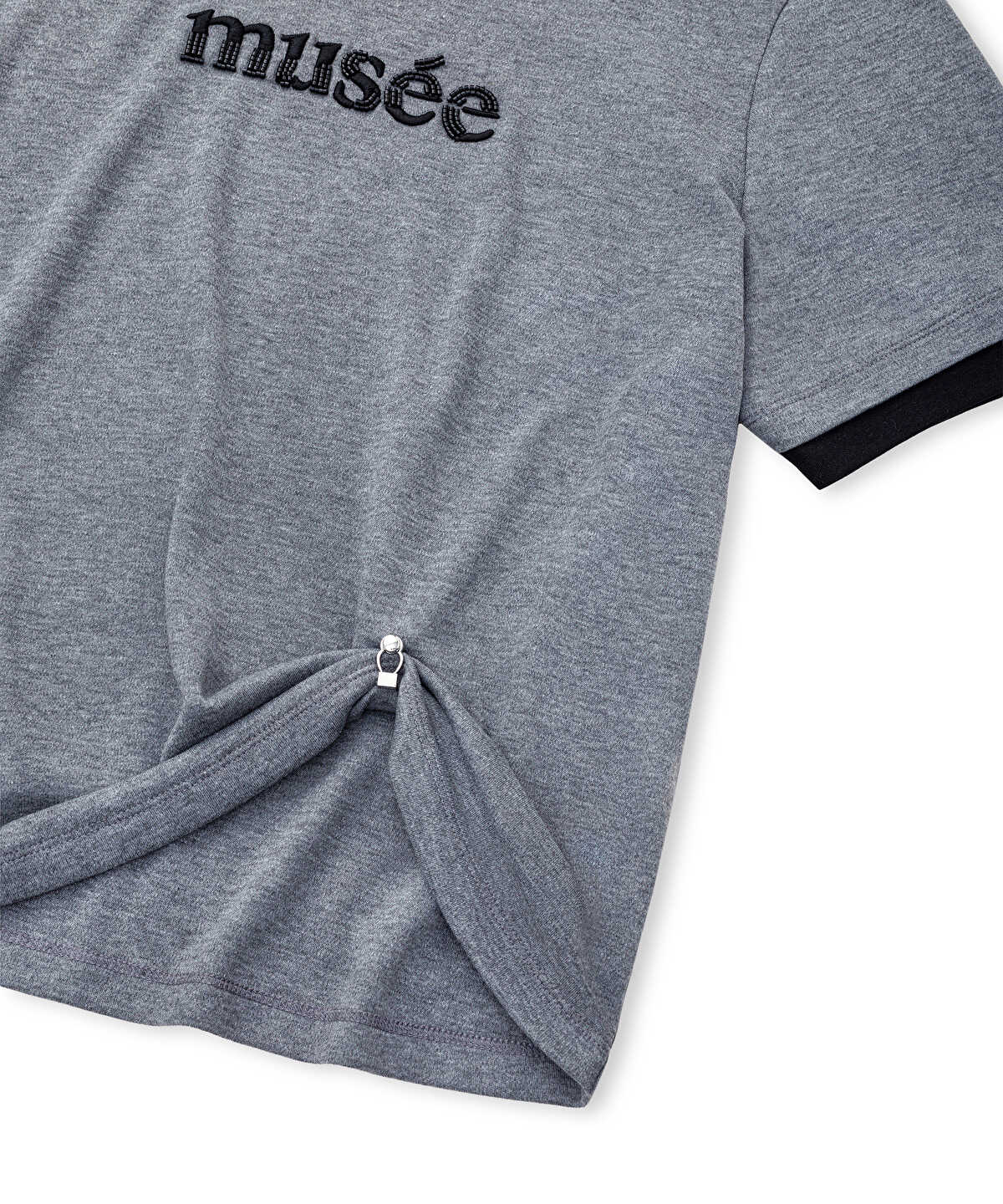 Zoomed Embellished T-Shirt with Slogan Embroidery