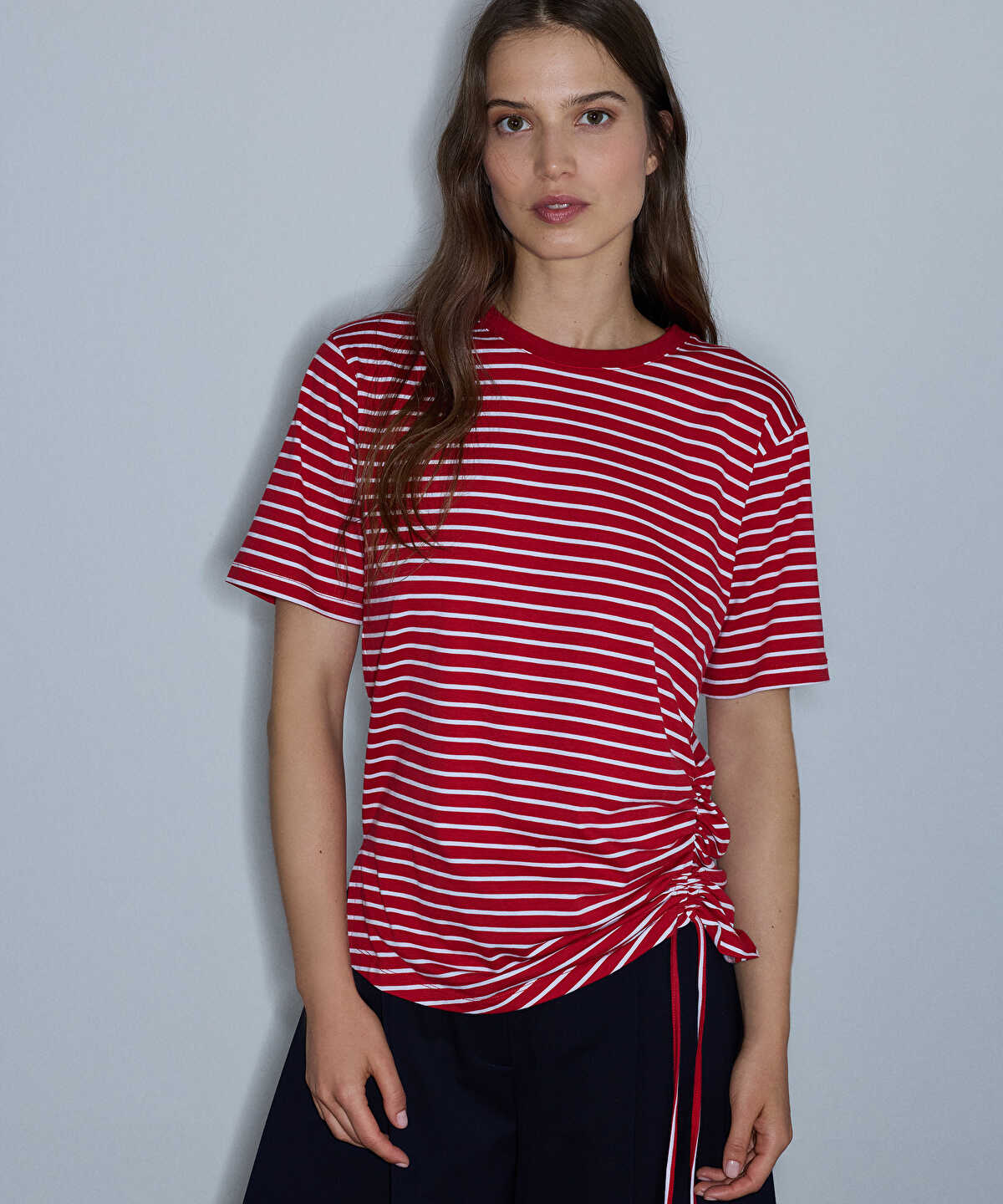 Zoomed Asymmetric Striped T-Shirt