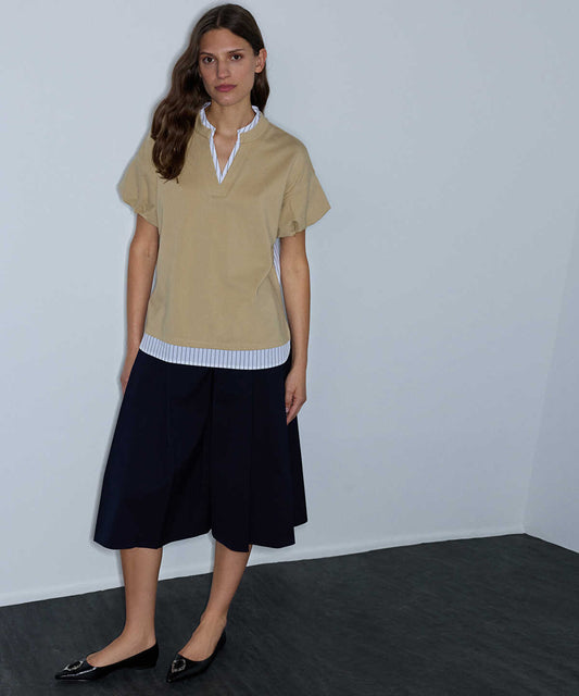Layered-Effect Balloon-Sleeve T-Shirt