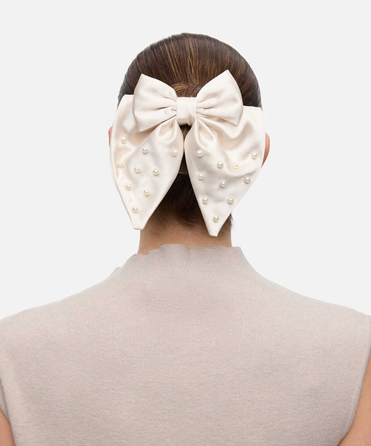 Faux Pearl Bow Hair Clip