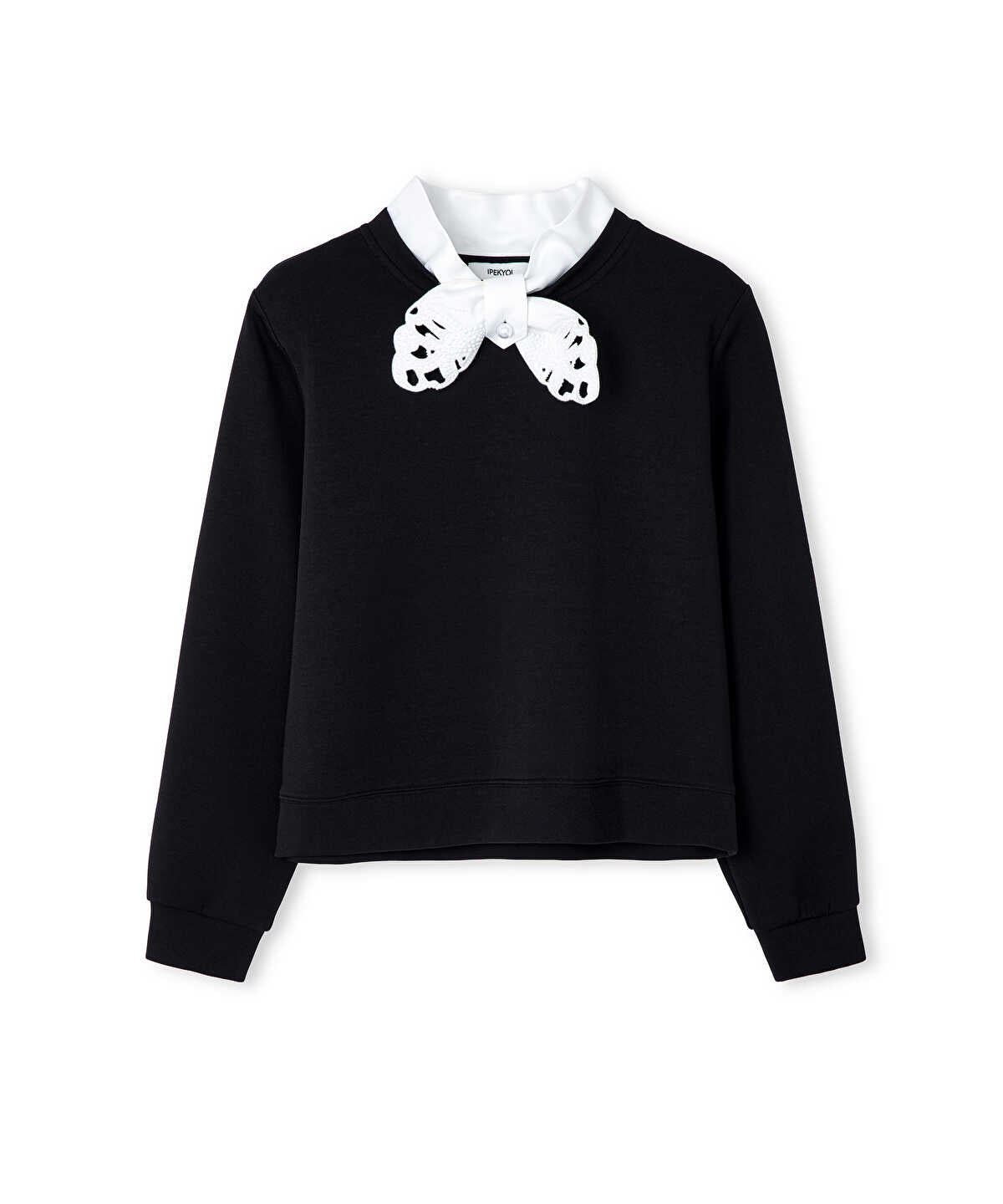 Zoomed Tie-Neck Sweatshirt