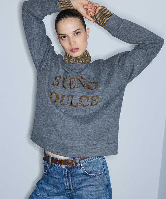 Layered-Effect Embellished Sweatshirt
