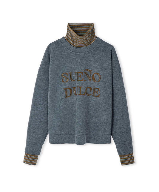 Layered-Effect Embellished Sweatshirt