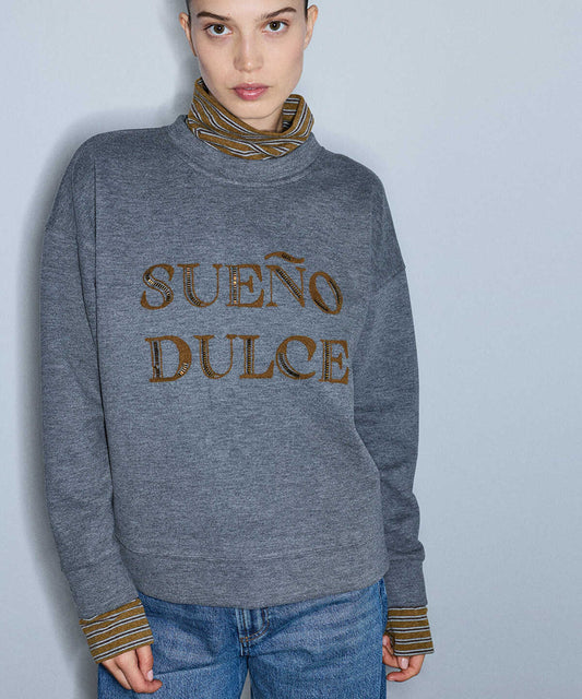 Layered-Effect Embellished Sweatshirt