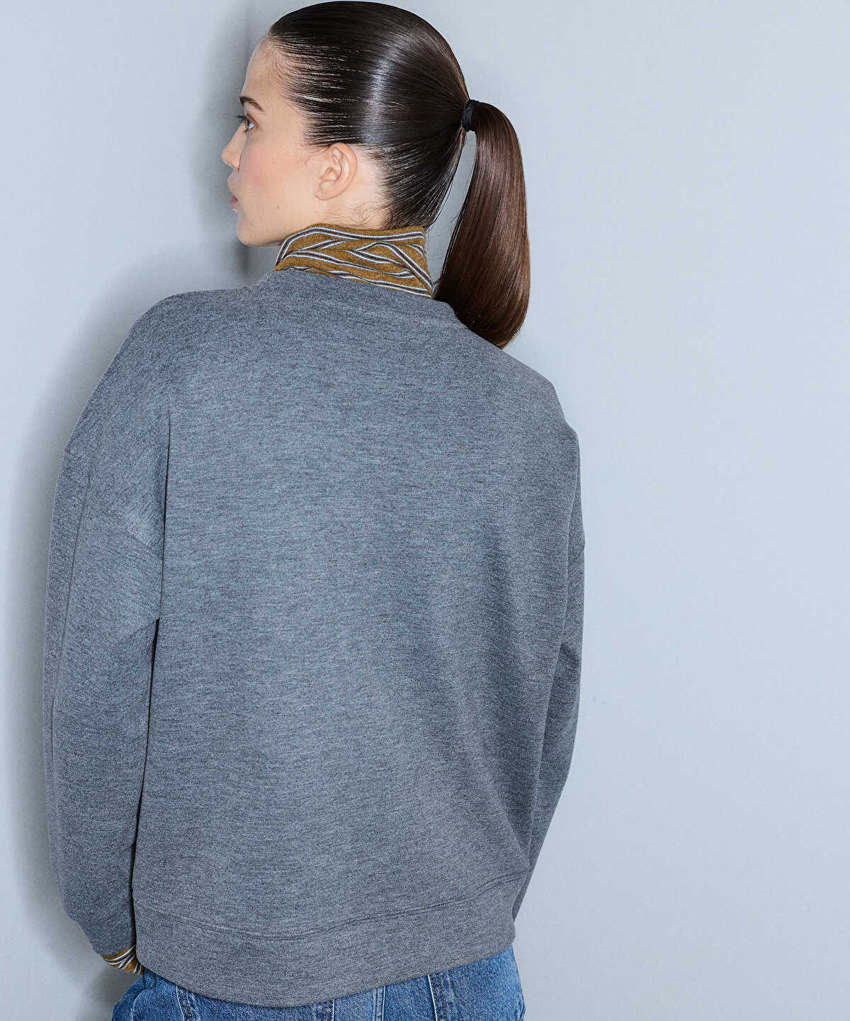 Zoomed Layered-Effect Embellished Sweatshirt