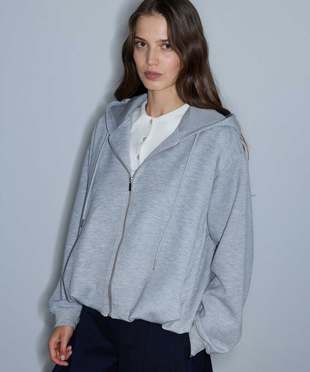 Balloon-Hem Sweatshirt