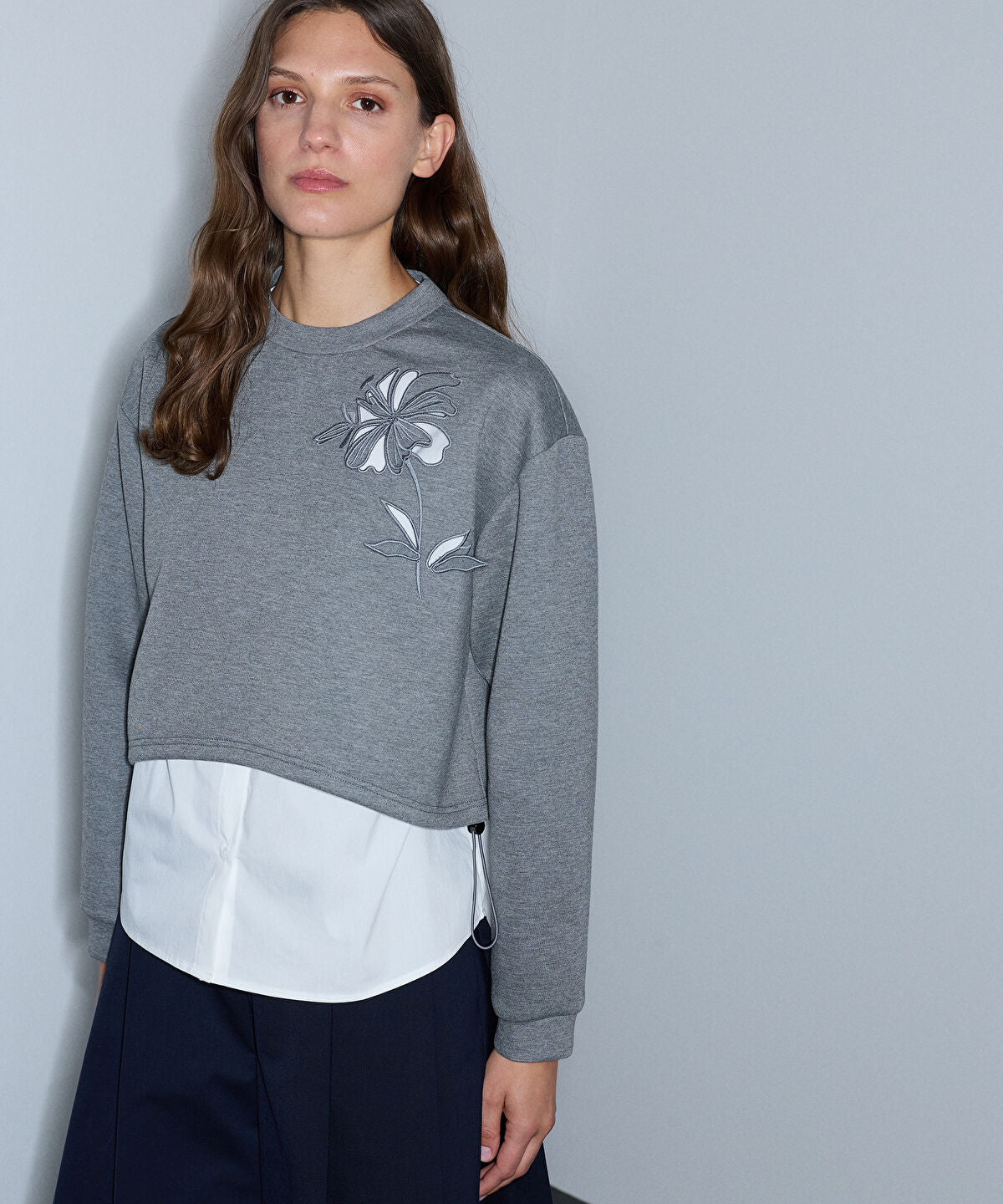 Zoomed Layered-Effect Cutout Sweatshirt
