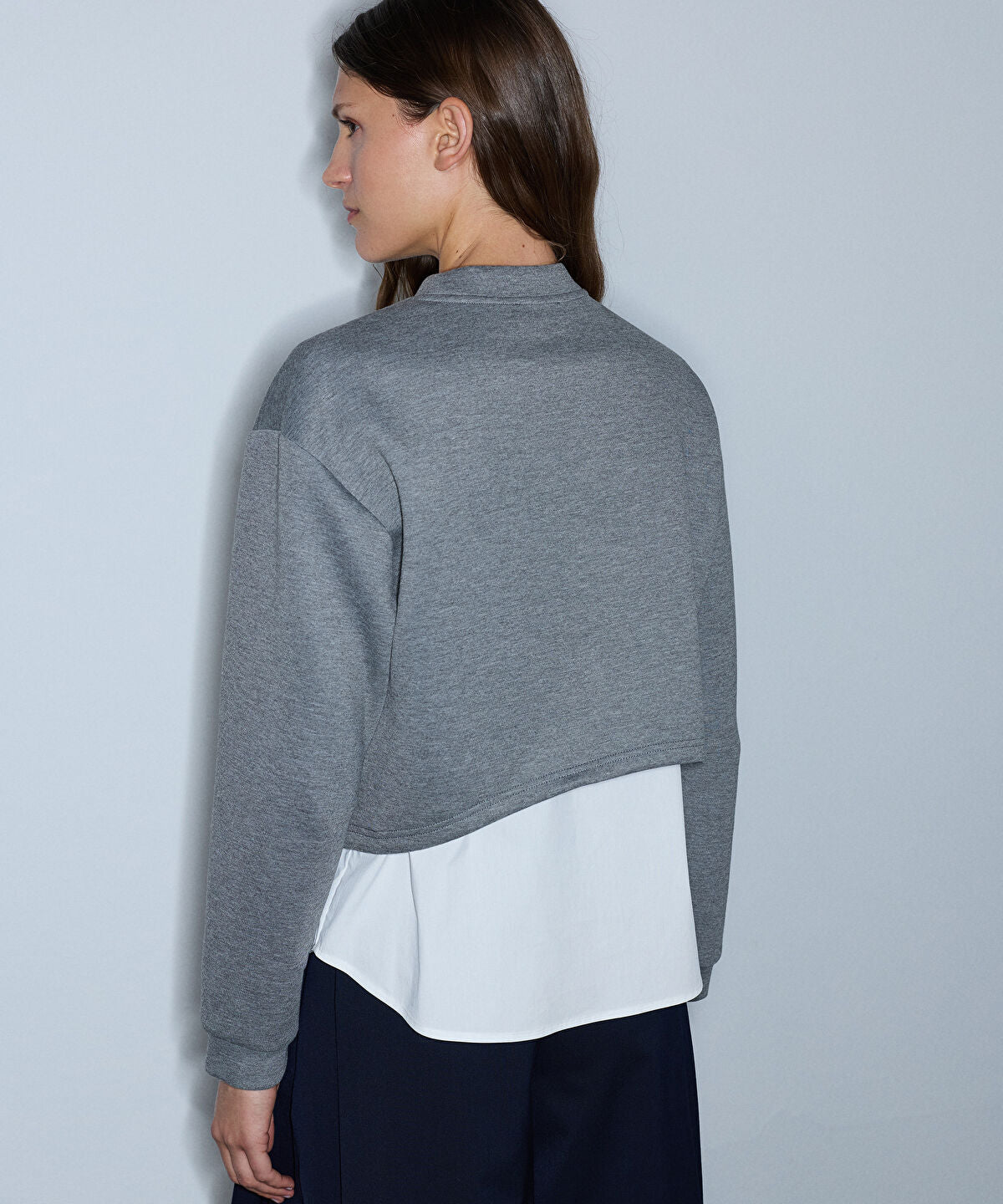 Zoomed Layered-Effect Cutout Sweatshirt