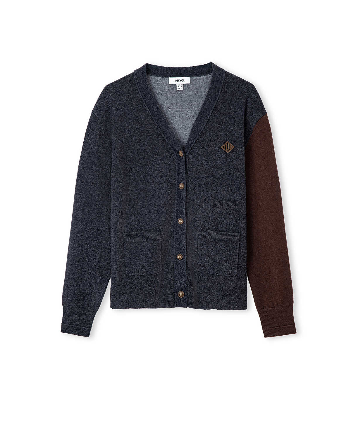 Zoomed Color-Block Cardigan with Brooch