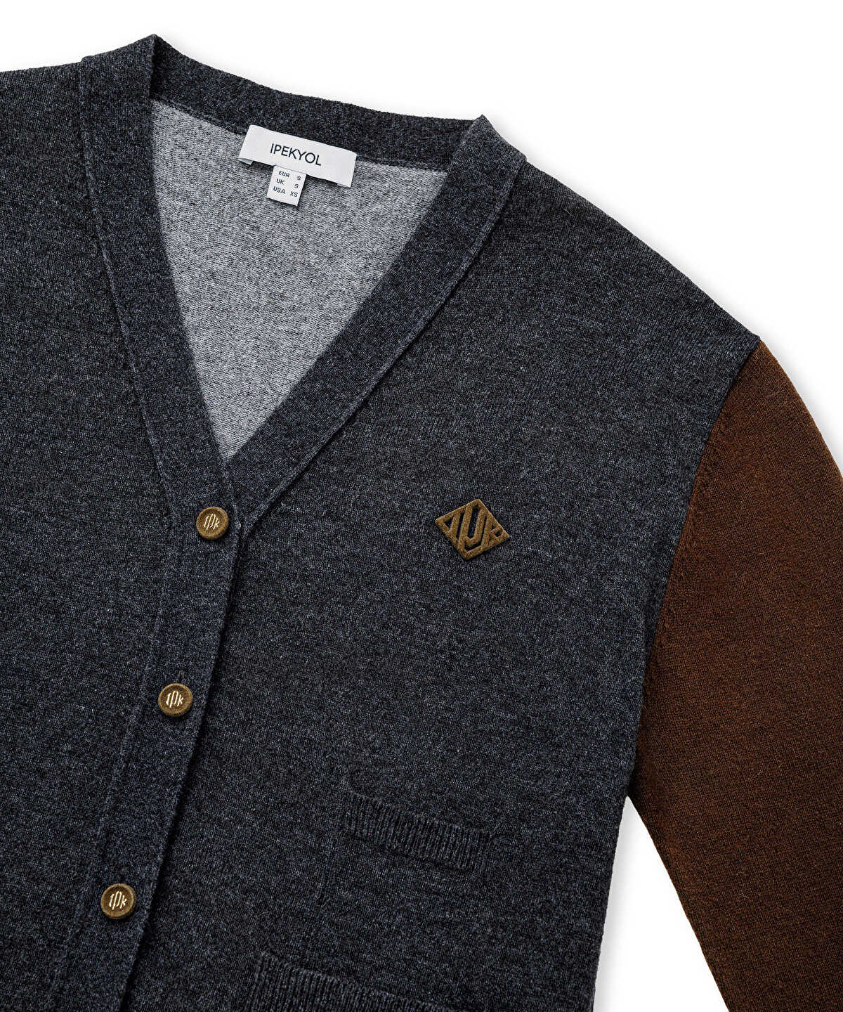 Zoomed Color-Block Cardigan with Brooch
