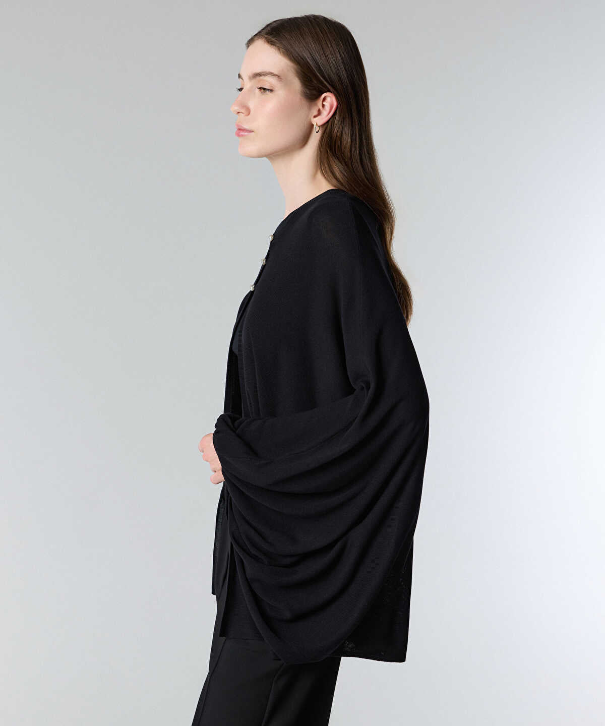 Faux-Pearl Button Knit Cardigan