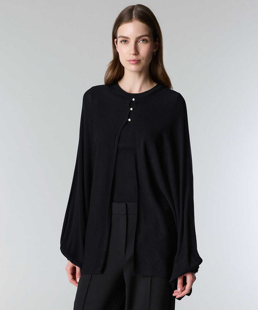Faux-Pearl Button Knit Cardigan