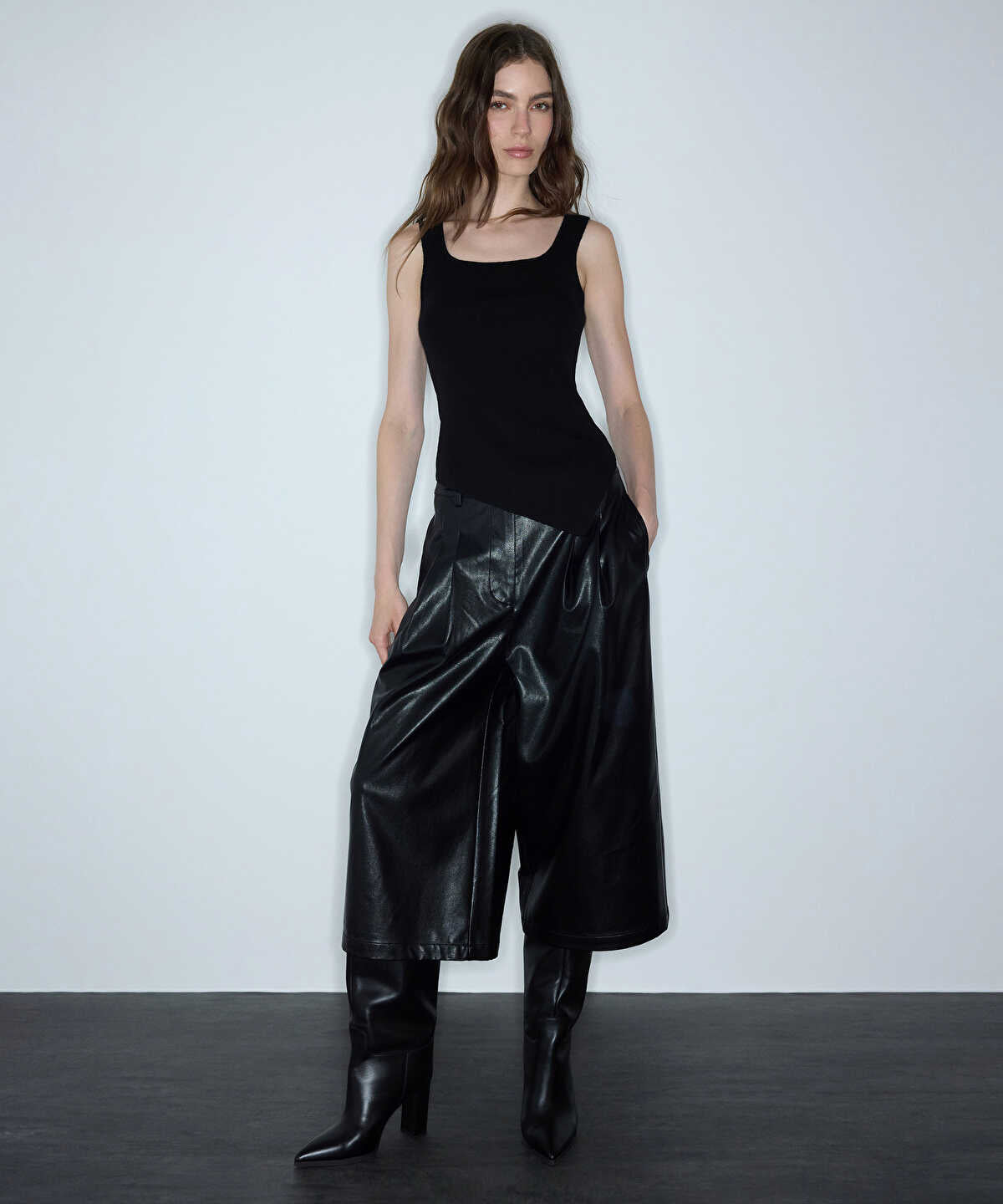 Asymmetric-Hem Knit Top