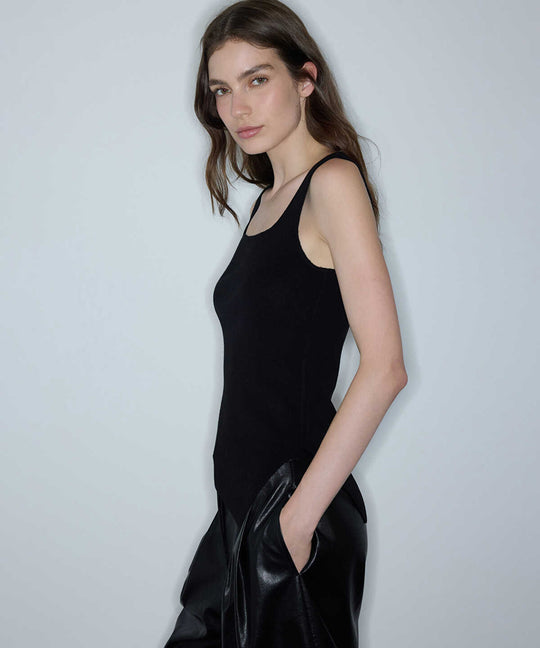 Asymmetric-Hem Knit Top